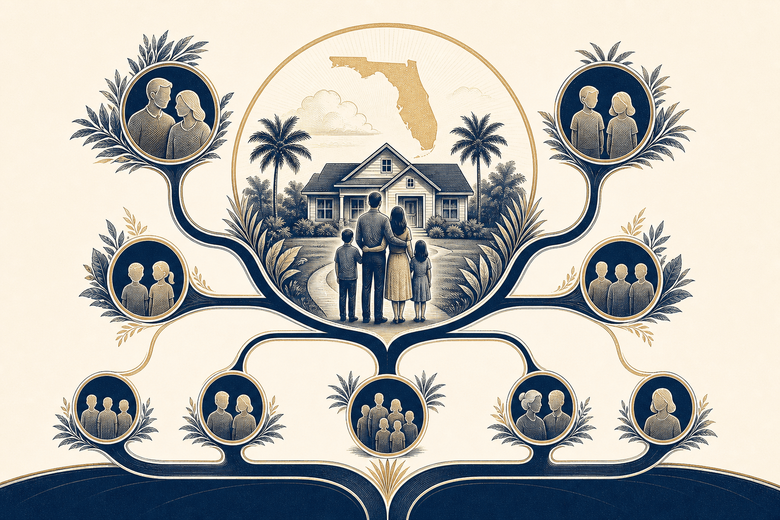 A Florida home and family branching toward several possible family inheritance paths.
